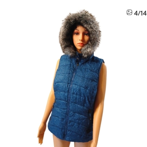 Green Tea Dark Blue Winter Vest Size Medium - Picture 4 of 13